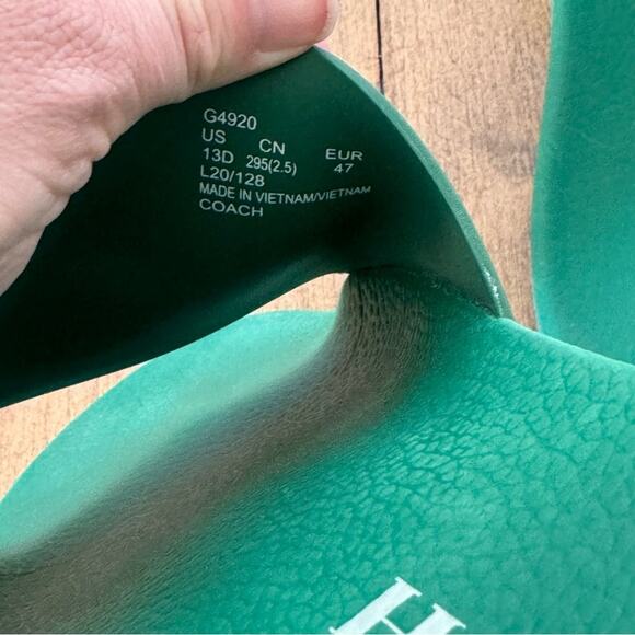 Coach Patch Logo Slide Green Poolslide Sandal Men’s 13 - Picture 6 of 7